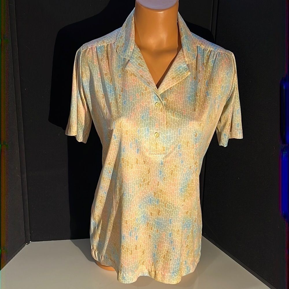 Vintage 70s Frayne Short Sleeve Polyester Blouse